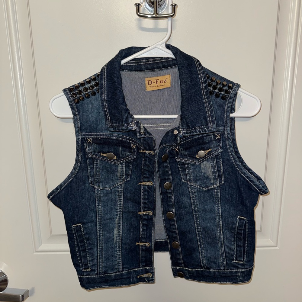 Dark Blue Denim Studded Women's Vest